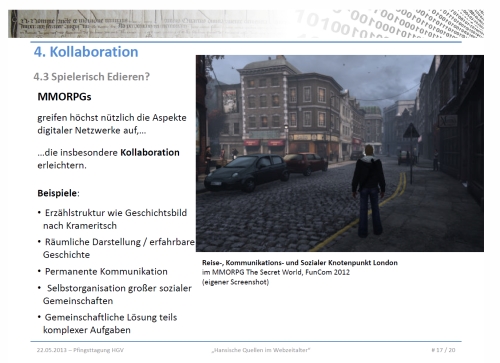 Slide aus Vortrag zu Hansischen Quellen im Webzeitalter
