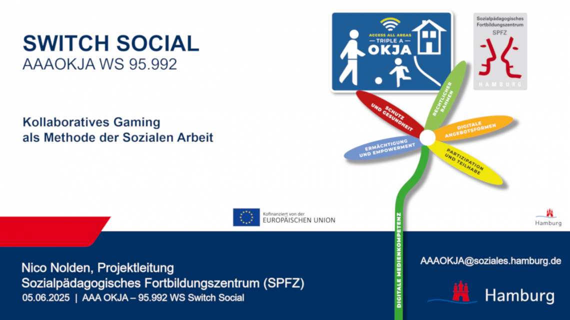 Titelblatt des Workshops Switch Social Kollaboratives Gaming als Methode der Sozialen Arbeit am SPFZ Hamburg