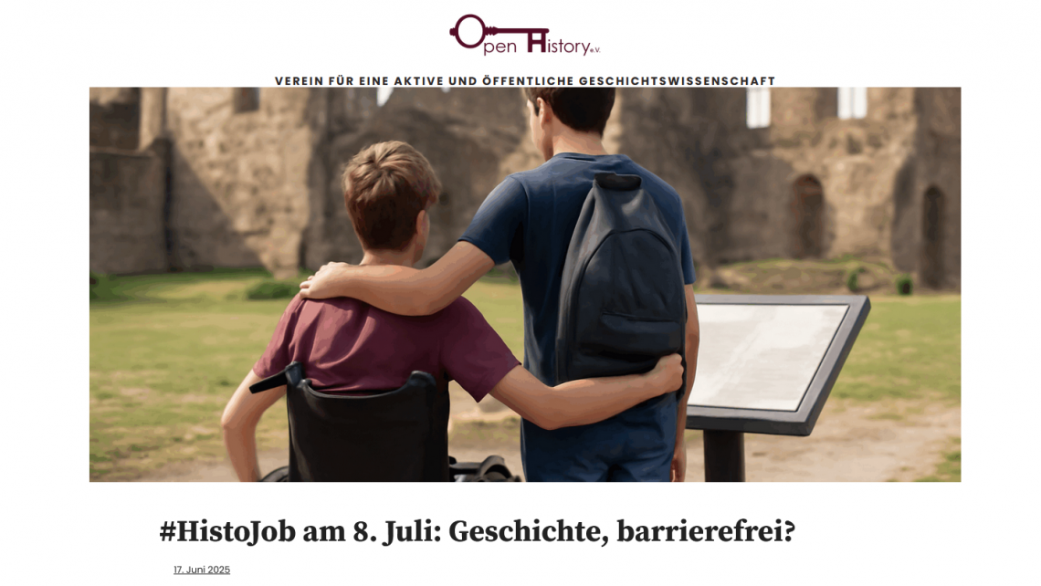 Titelbild des meines Blogbeitrags für Open History zur Vorstellung des Themas Barrierefreiheit und Geschichte