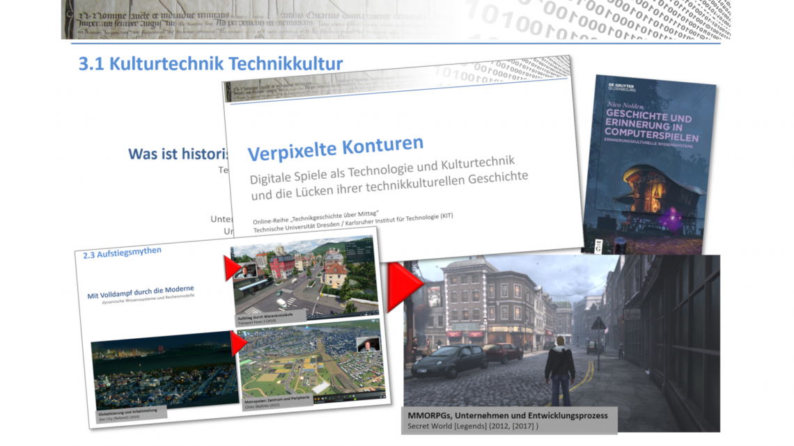 Collage aus Folienelementen zu Technikkultur und digitalen Spielen Vortrag am KIT und TU Dresden