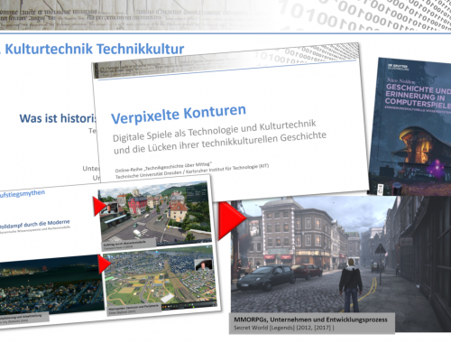Collage aus Folienelementen zu Technikkultur und digitalen Spielen Vortrag am KIT und TU Dresden