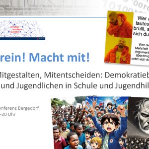 Titel Vortrag Kommt rein macht mit Demokratiebildung RBK Bergedorf