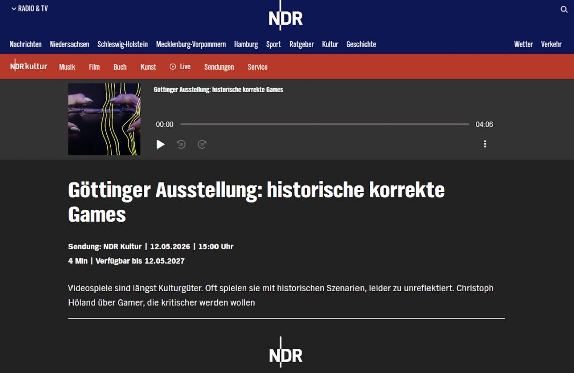 Screenshot der Titelseite für den Radiobeitrag bei NDR Kultur