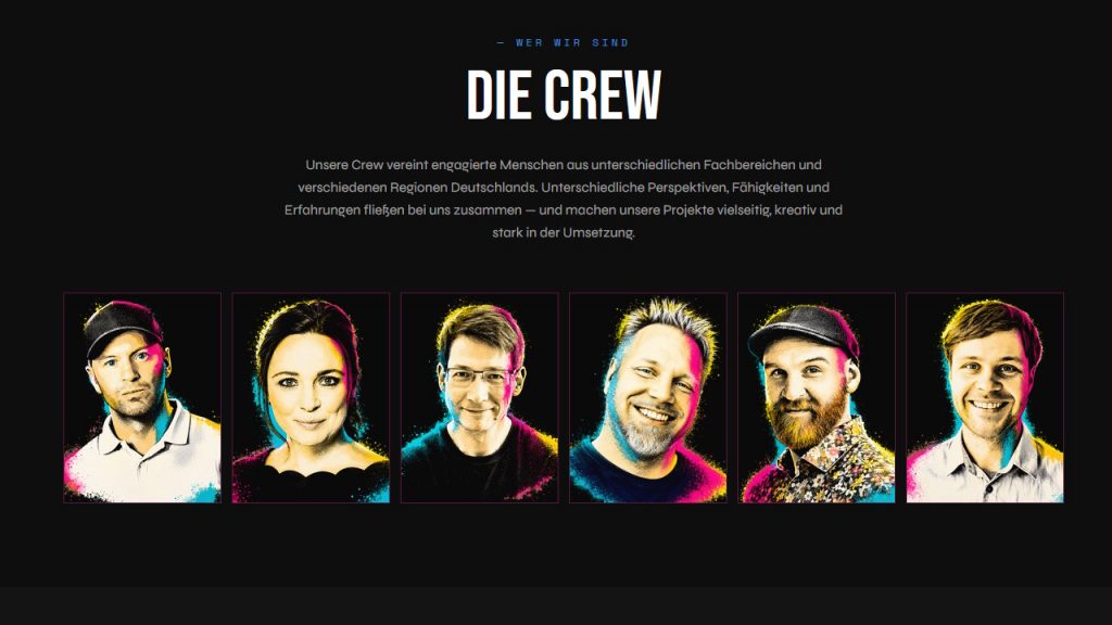 Die Crew stellt sich vor. Sechs Personen in der Urban Game Crew stehen für sehr unterschiedliche Herangehensweisen an Spiele und das Spielen.